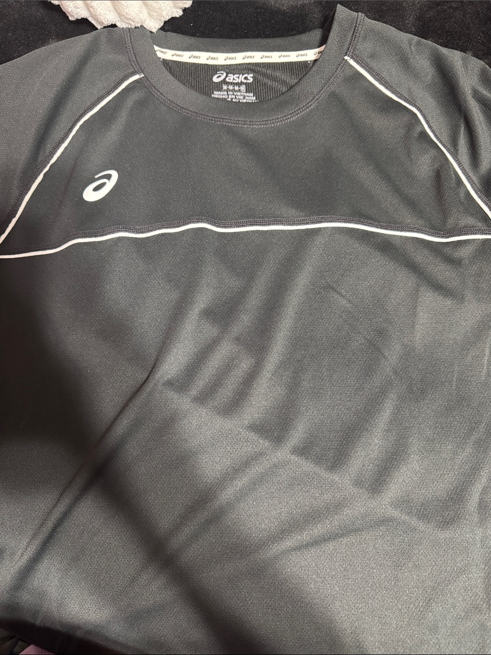 ASICS Black Men’s Performance Swim Rash Guard with White Piping